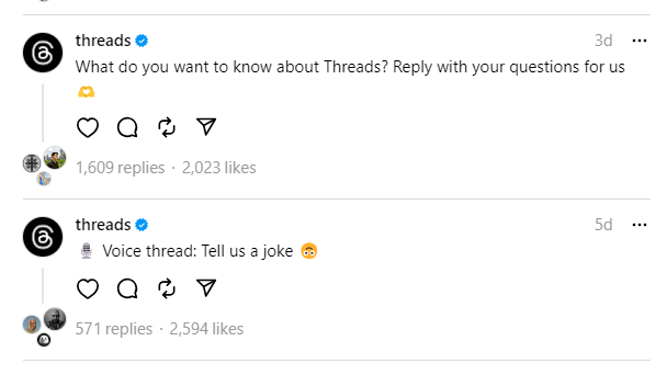 Threads voorbeeld_interactie engagement