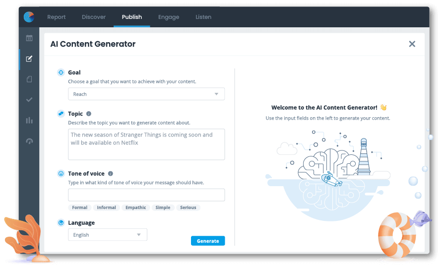 Create effective content effortlessly with Coosto's AI Content Generator